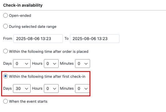 Tickera gym membership - check-in start