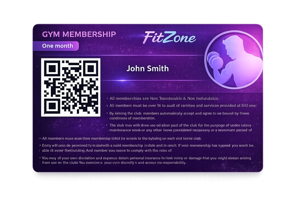 Tickera gym membership  - card