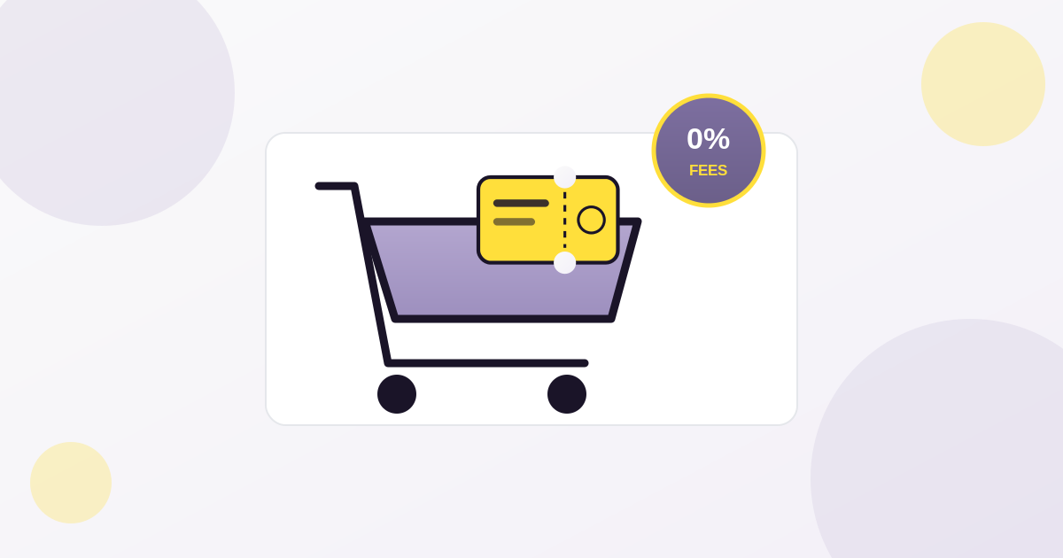 Illustration of a shopping cart with an event ticket for WooCommerce