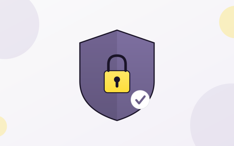 Illustration of a shield and lock representing WordPress security for events