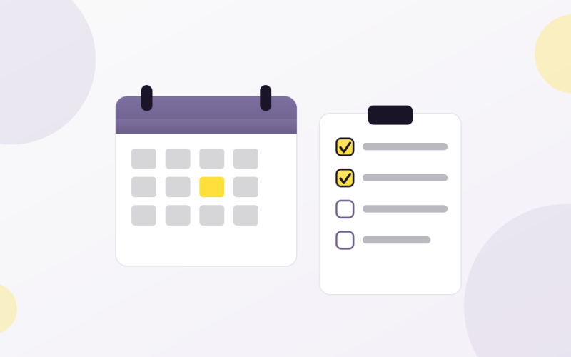 Illustration of a calendar and checklist for organizing a successful event