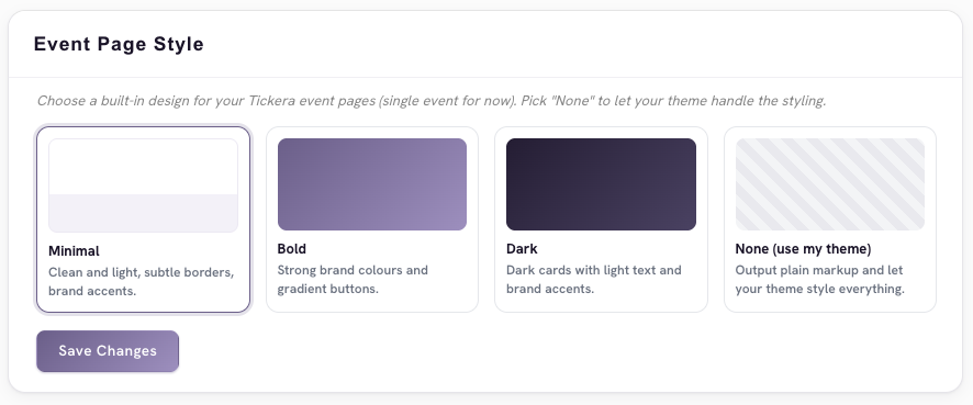 Front-end page themes