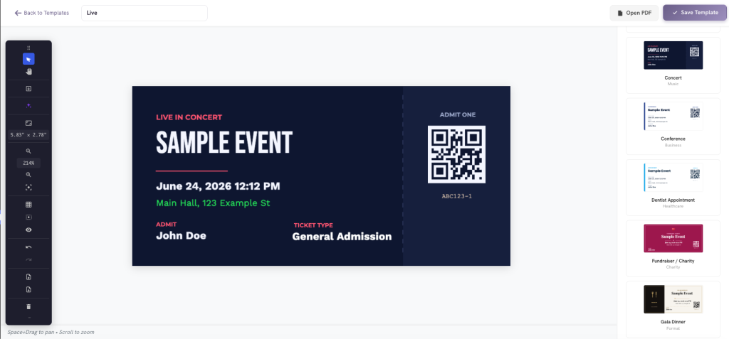Tickera Ticket Designer